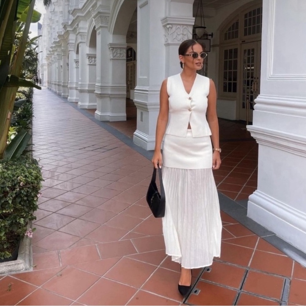 NWT ZARA MIXED PLEATED KNIT SKIRT SIZE S - Picture 6 of 8